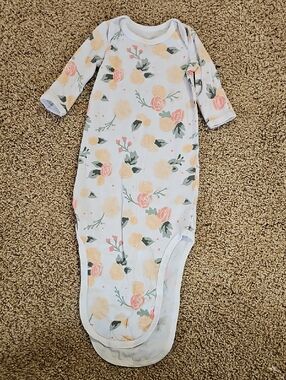 Floral Baby Gown - Peach & Green Roses